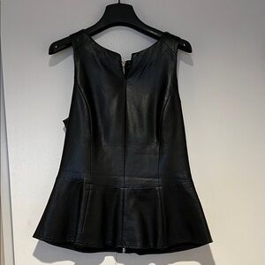 Tinley Road Faux Leather Black Zippered Top